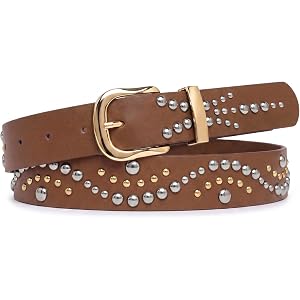 Scarlet Darkness Western Belts for Woman Pirate Studded Belt | Ideal for jeans, dresses, skirts, Metal buckle, PU leather, Go