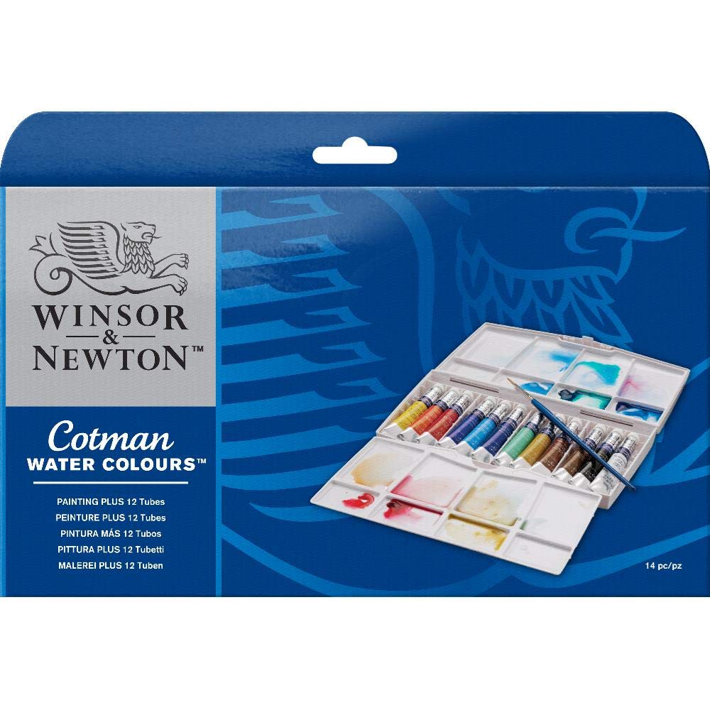 Winsor & Newton, Cotman Watercolour, 'Tube Travel Set', 12 x 8ml Tubes + 1 x Cotman Watercolour Round Brush