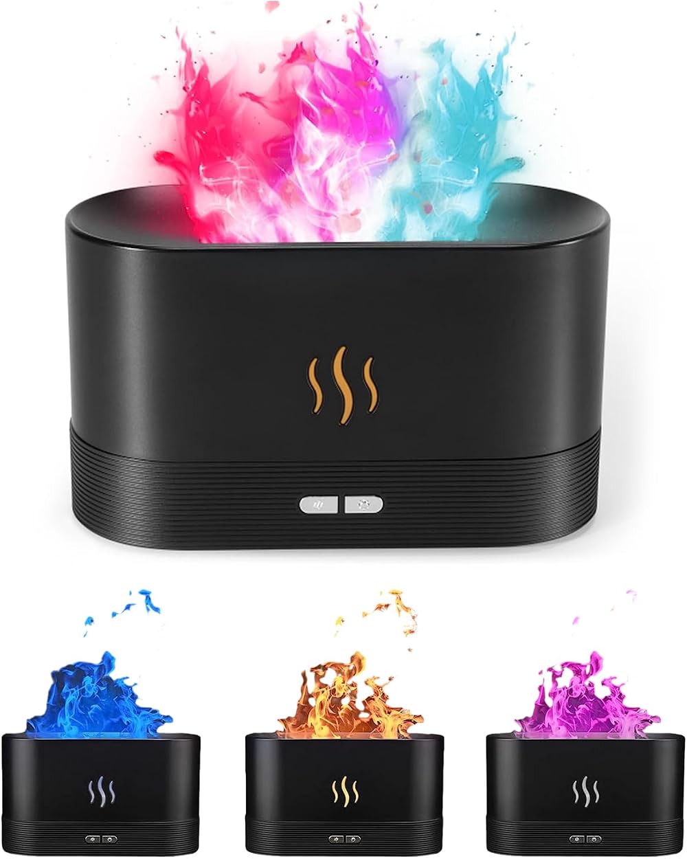 Elitecran Essential Oil Diffuser with Flame Effect 180ml Black