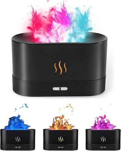 Elitecran Essential Oil Diffuser with Flame Effect 180ml Black