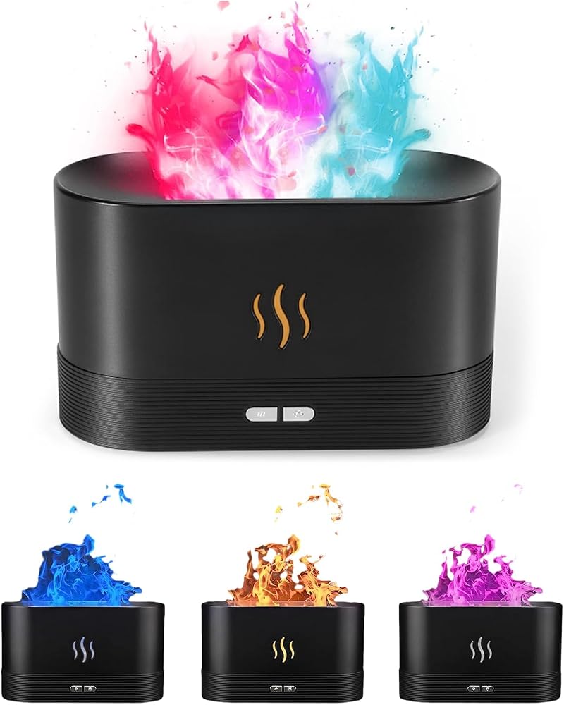 Elitecran Essential Oil Diffuser with Flame Effect 180ml Black