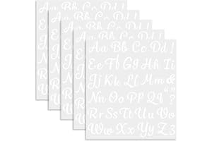 LUHIMO 5 Sheets 285 Pieces Iron On Letters for Clothing, 1 Inch White Heat Transfer Vinyl Letters, Iron On Cursive Upper & Lowercase Alphabets Decals with A-Z for Backpack，Jerseys，Fabric T-Shirts DIY