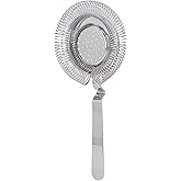 Cocktail Strainer, Stainless Steel Strainer with Removable Spring, 8 x 3.7in Silver for Home Bar, Professional Bartenders, and Party Use