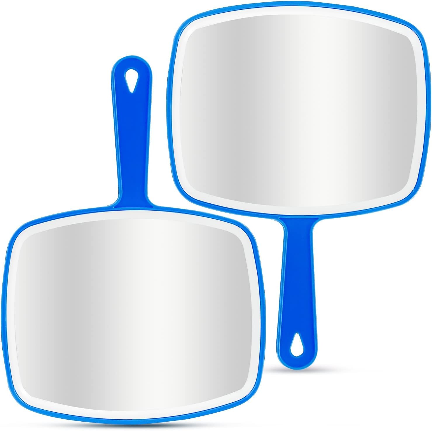 DVHOK 2Pcs Handheld Mirror, Portable Hand Mirror with Hanging Hole in Handle, Blue 26.4L x 18.8W cm