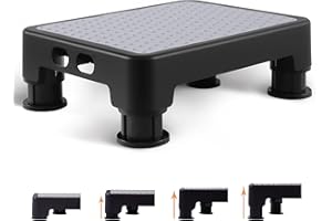 CHIKILLA Adjustable Step Stool for Adults Kids and Senior, Non-slip Step Platform Indoor and Outdoor for Pregnant Woman, Portable Stair Assist for Kitchen, Car, Bedside and Shower, Black-Gray, 3.4-5In