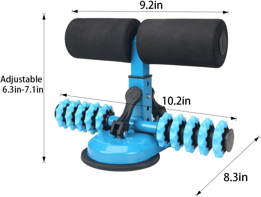 Natwind Portable Sit-up Assistant Equipment Bar for Floor Upgraded Double Suction Cup and Rod with 4 Adjustable Heights Abdominal Muscle Fitness Device for Home Travel (Blue) : Sports & Outdoors