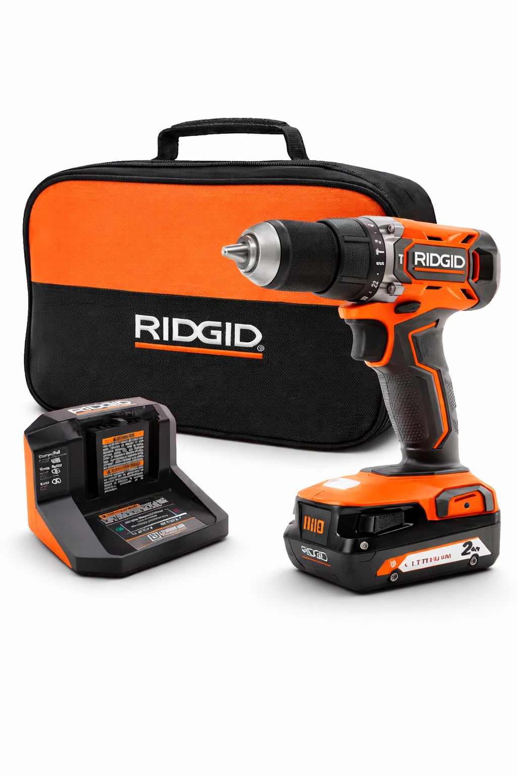 RIDGID 18V Cordless 1/2 in. Hammer Drill/Driver Kit with 2.0 Ah Battery and Charger (Renewed)