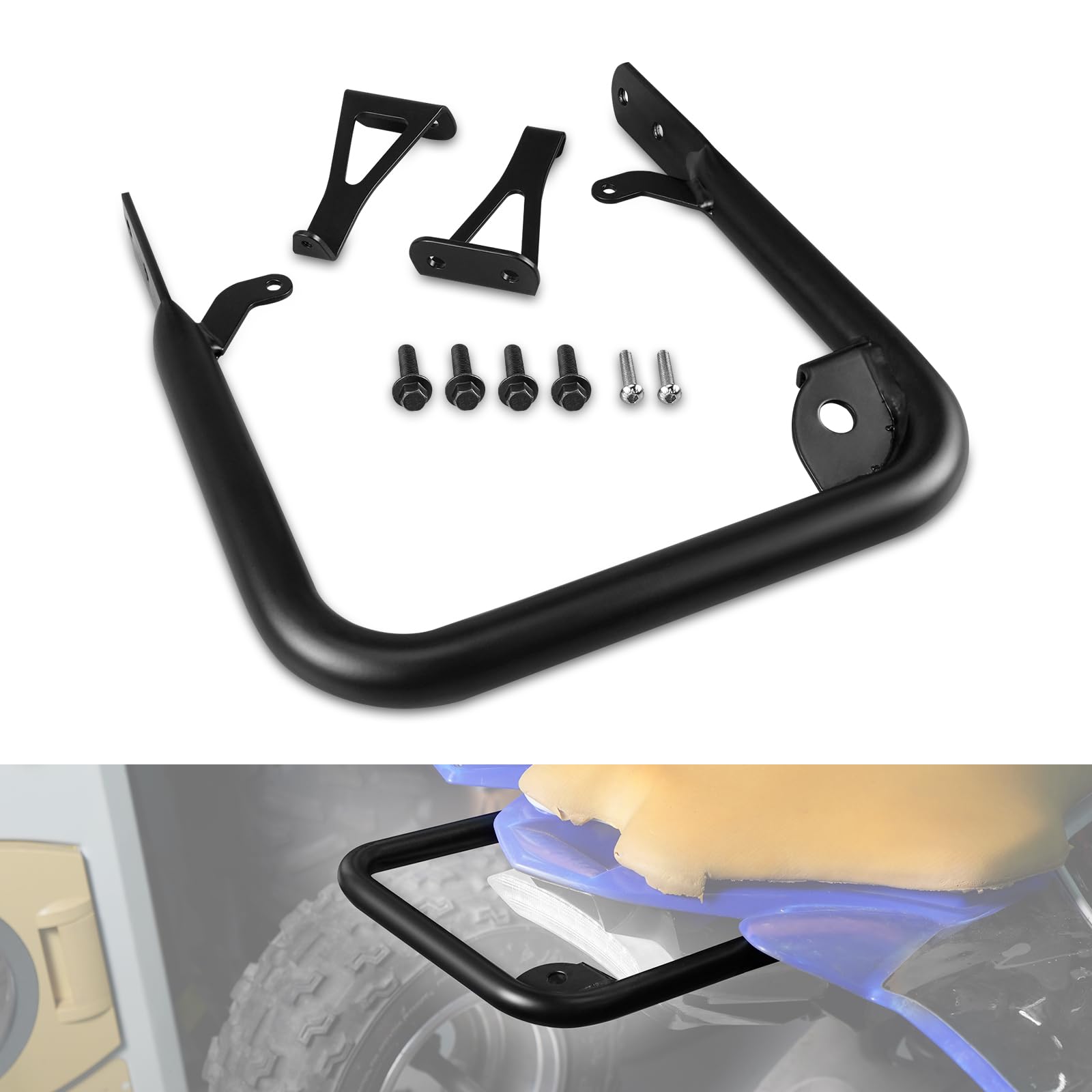 Photo 1 of NICECNC Rear Grab Bar Bumper Carbon Steel Compatible with Yamaha YFZ450R 2009 2010 2011 2012 2013 2014 2015 2016 2017 2018 2019-2023, YFZ450R SE 2009-2019 2020 2021 2022 2023, YFZ450X 2010-2011 Black