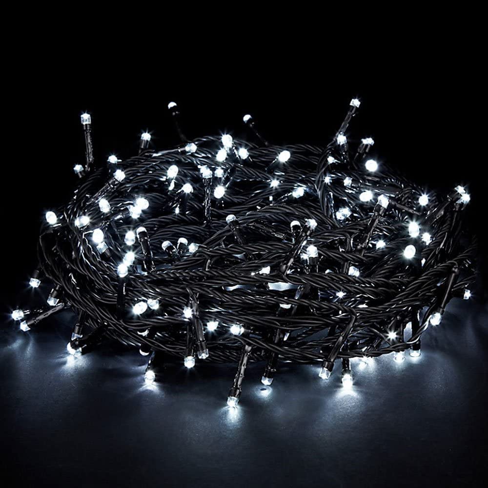 JnDee Fully Waterproof Fairy Lights 12M 100 LED White Colour with 8 Light Effects Functions, for Both Indoor and Outdoor Christmas Tree Wedding Parties Decoration