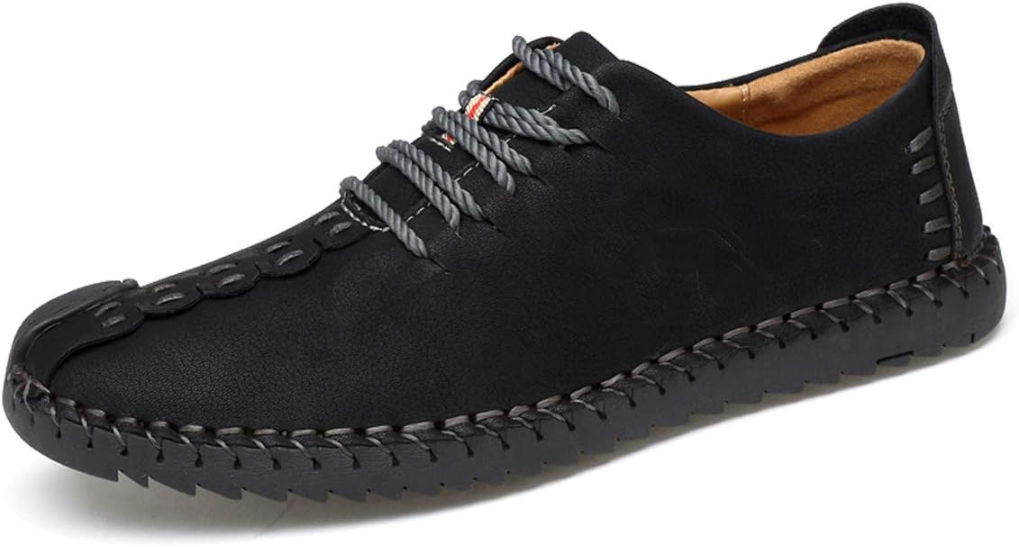 TUCSSON Men's Handmade Suede Leather Oxford Shoes British Style Flats Lace-up Loafers Casual Sneakers