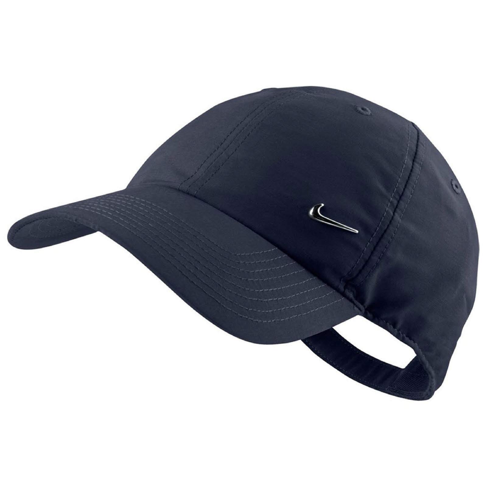 Nike Men Metal Swoosh Logo Cap - Obsidian/Metallic Silver, One Size