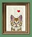 Cat Print Art I LOVE YOU Kitten kitty cat beautifully upcycled vintage dictionary page book art print