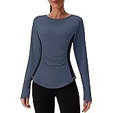 BMJL Womens Workout Tops Active Long Sleeve T Shirt Color Block Slimming Fall Shirts Gym Clothes Woman Blouses Outfits