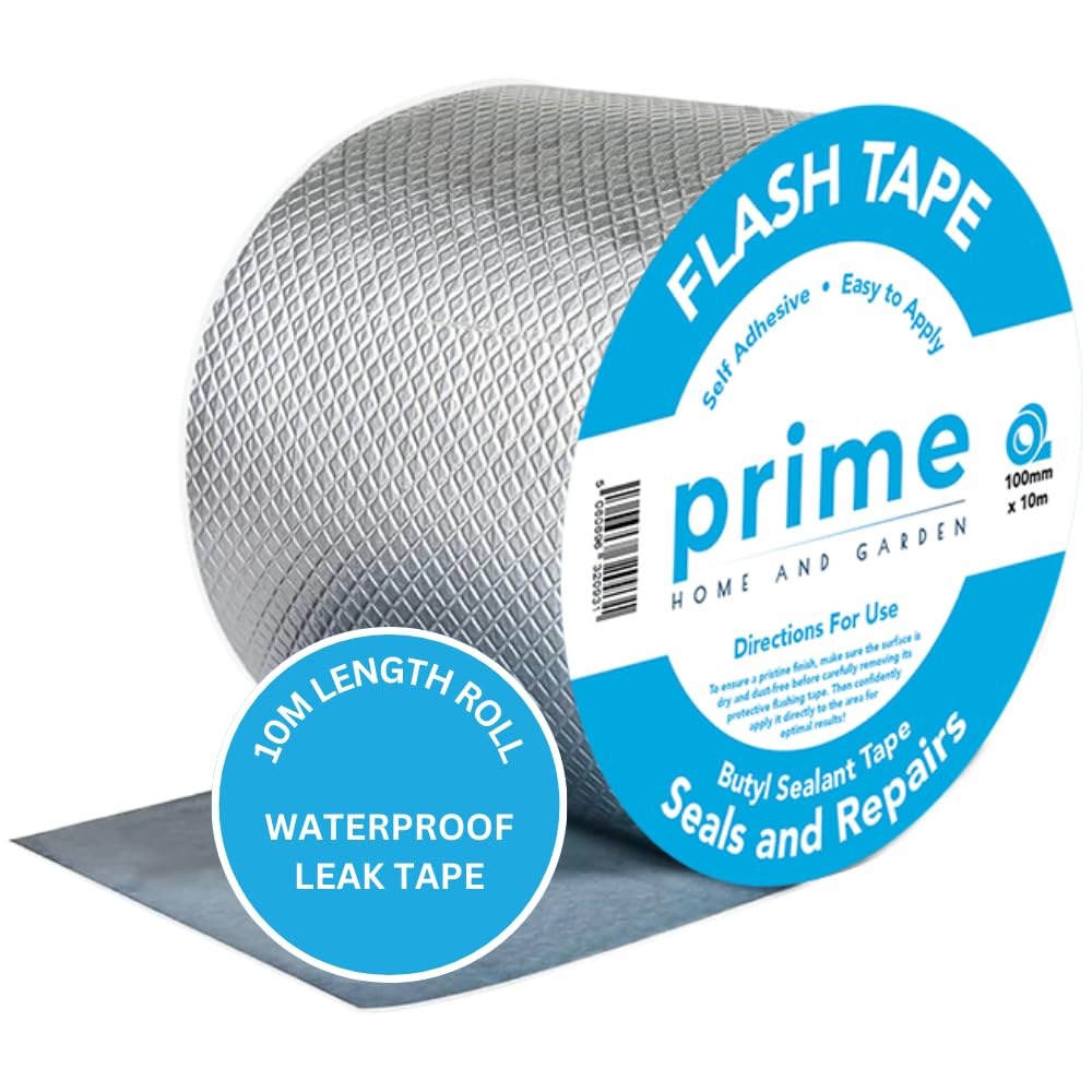 Butyl Flash Tape 100mm(10cm) x 10m for Roof and Waterproof Tape for Leaks Repair Aluminum Coating Flashing Repair Sealant Seal Strip for Repairing Roof Crack, Gutter and Holes 4 Inch