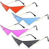 4 Pairs Triangle Sunglasses Frameless Space Eye Sunglasses Rimless Pointy Glasses Men Party Prom Eyewear for Women and Men