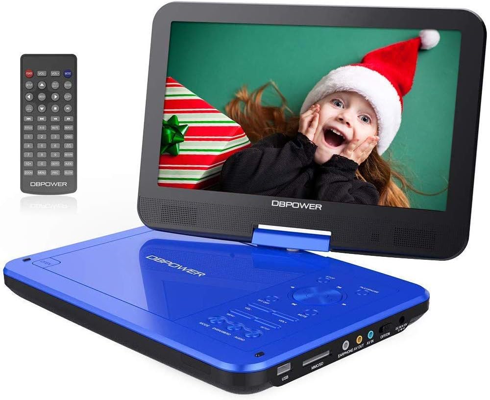 DBPOWER 10" Portable DVD Player Swivel Screen 5Hr Battery USB SD AVI MP3 JPEG