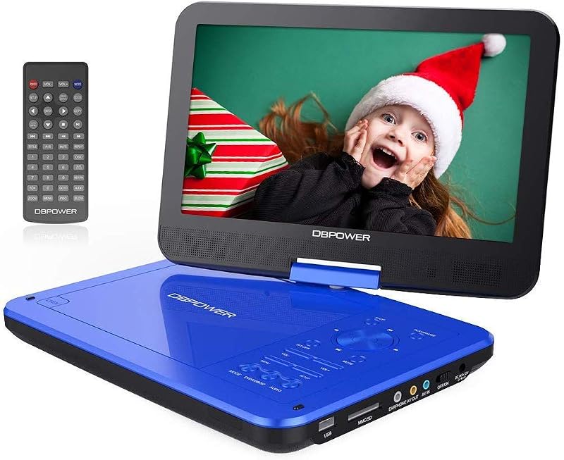 DBPOWER 10" Portable DVD Player Swivel Screen 5Hr Battery USB SD AVI MP3 JPEG