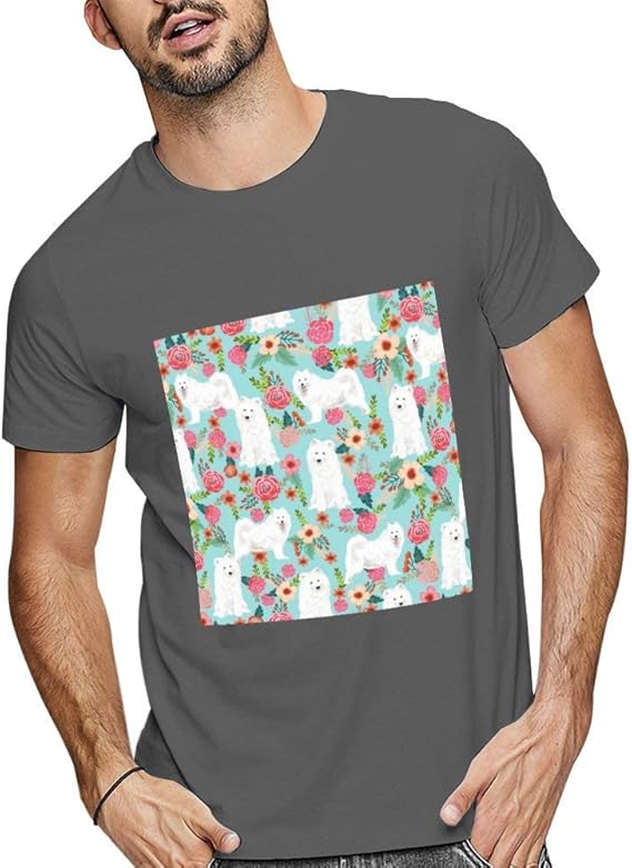 Amazon サモエド犬 花柄 Tシャツ 半袖 メンズ カジュアル トップス ゆったり 大きい サイズ 夏服ゆったり プリント おしゃれ五分袖 吸汗 Tシャツ カットソー 通販
