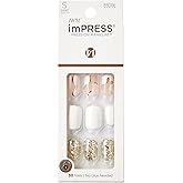 Kiss Impress Press-On Manicure Fake Nails – Astound, Short, Square, White, Easy Press On, Chip Proof, Smudge Proof, Waterproo