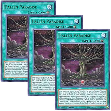 Amazon 3枚セット 遊戯王 英語版 Dusa En031 Fallen Paradise 失楽園 ウルトラレア 1st Edition トレカ 通販