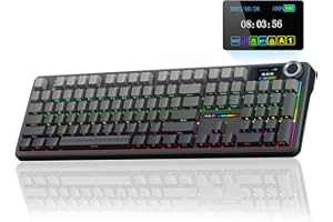 AULA F108 PRO - Wireless Mechanical Keyboard with Screen & Knob,Full Size Keyboard with 8000mAh Battery,Pre-lubed Switches,Side Printed PBT Keycaps,RGB Backlit Hot Swappable Custom Gaming Keyboards