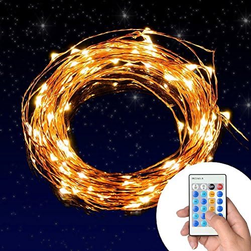 Remission Outdoor String Lights, Dimmable LED String Lights for Bedroom, Patio, Party, Christmas Tree, Decorations (100 LEDs, 33 ft Copper Wire, Warm White, Remote Control )