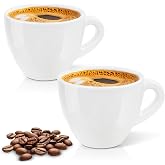 Pilnocok Ceramic Espresso Cups Set of 2, 2.5 oz White Small Coffee Mugs | Demitasse Cups for Espresso Shot, Cappuccino, Perfect for Espresso Machine and Coffee Maker, Dishwasher &amp; Microwave Safe