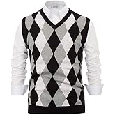 Paul Jones Men's Argyle Sweater Vest Knitted Casual V-Neck Pullover Vest