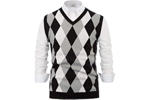 PJ PAUL JONES Paul Jones Men's Argyle Sweater Vest Knitted Casual V-Neck Pullover Vest