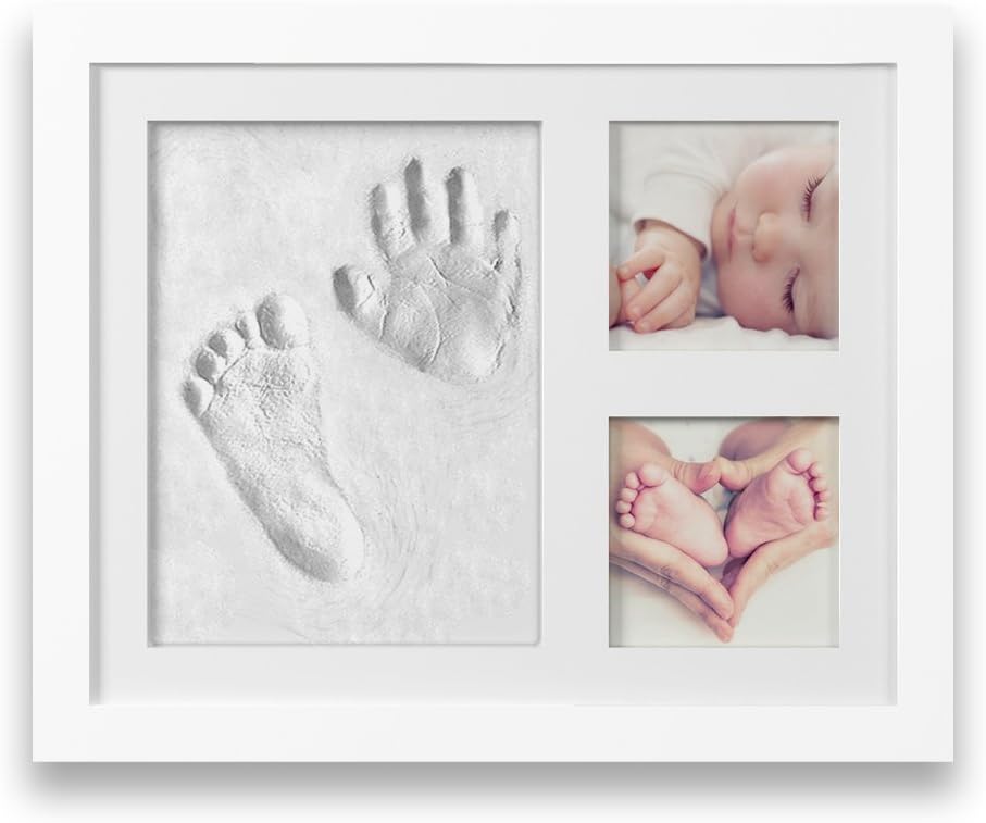 Kremah Baby Handprint Kit & Footprint Keepsake Box, Newborn Photo Frame Album, Unique Baby Gift Set for Shower Registry & Family First Birthday - Personalized for Girls & Boys Nursery Room Decoration