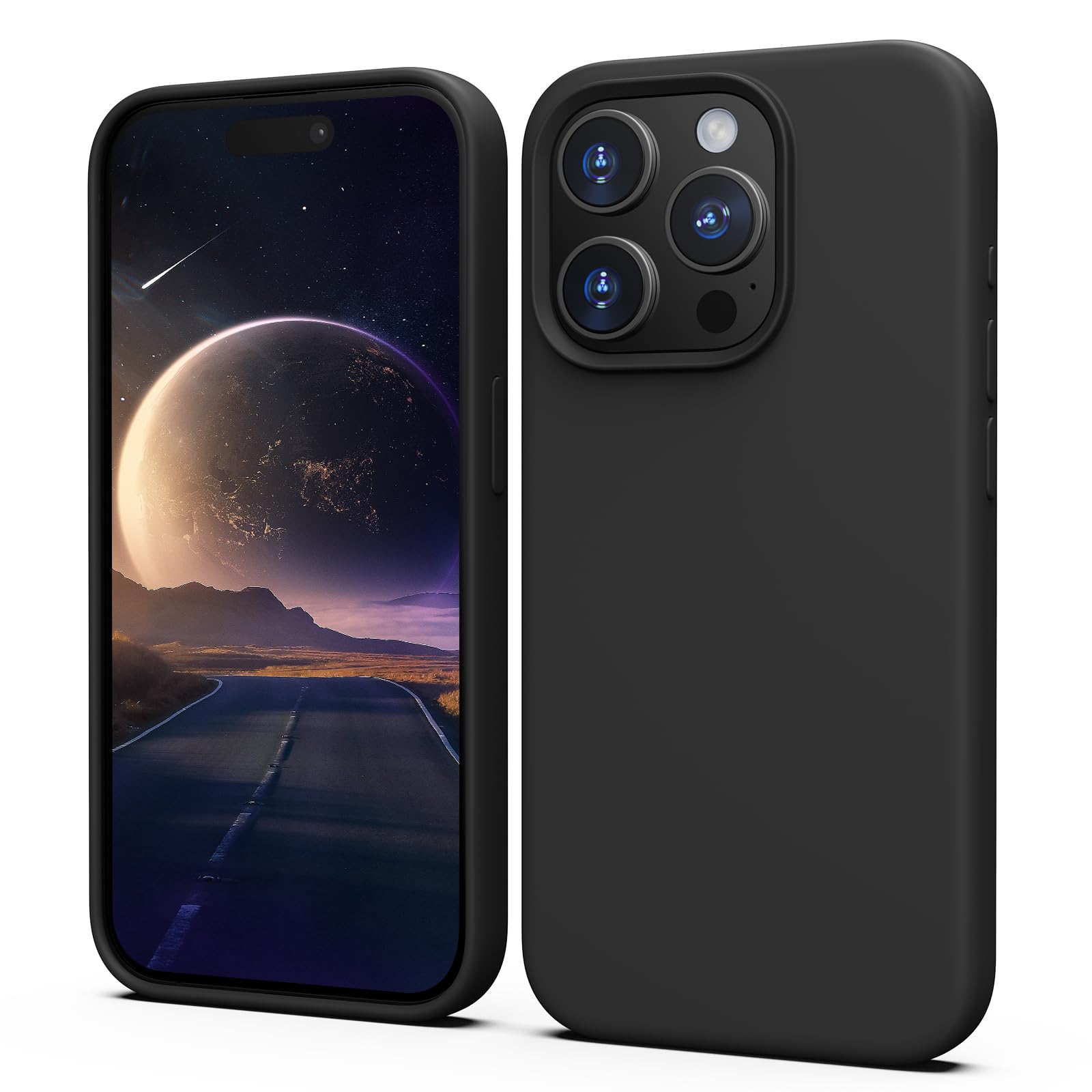 TIIXXA Silicone Case for iPhone 15 Pro Case, Soft Ultra Slim Protective Shockproof Liquid Silicone Phone Case, Anti-Scratch Microfiber Lining, 6.1" Black — image 1