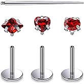 Tkzndnm F136 Titanium 20/18/16G Internally Threaded Flat Back Nose Rings Stud Earrings Lip Labret Medusa Monroe Multicolor Gem Piercing Jewelry with Taper for Women Men