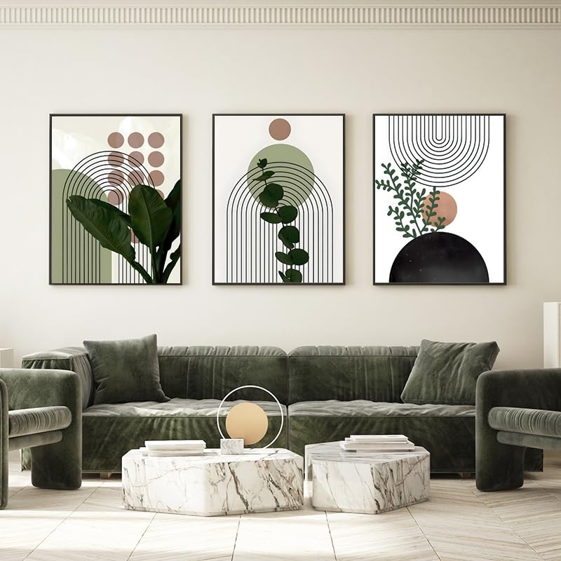 LPFNSF Modern Geometric Plant Decoration Poster, Artistic Abstract Decoration Painting, Printed Poster On The Background Wall Of The Bedroom, Living Room, Office, Frameless (A 7, 40x60cm*3)
