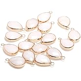 LE SKY natural stone pendants, waterdrop shape faceted white stone chakra healing semi gemstone pendant for necklace bracelet jewelry craft making 14x22mm 10 Pcs