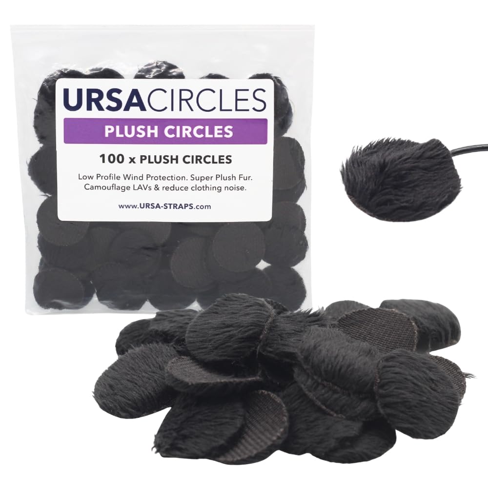 URSA Plush Circles - 5mm length short fur LAV covers. Reusable & Super Soft. 25mm Diameter (100x, Black)