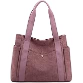 JIANLINST Women's Canvas Tote Handbags Multi-pocket Retro Casual Shoulder Bag Top Handle Satchel Tote Purse
