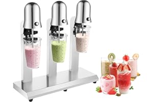 ZAWAYINE Commercial Heavy-Duty Triple Spindle Drink Mixer Triple Heads Milkshake Machine Maker Ice Cream Mixer Smoothie Frappe Machine for Dessert beverage shops 300W