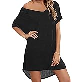 AI'MAGE Swimsuit Cover Up Women's Beach Dress Plus Size Bathing Suit Coverup Casual T Shirt Dresses Beachwear