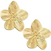 Stainless Steel Flower Stud Earrings for Women Large Big Statement Earring Floral Earrings Trendy Jewelry Gift for Women
