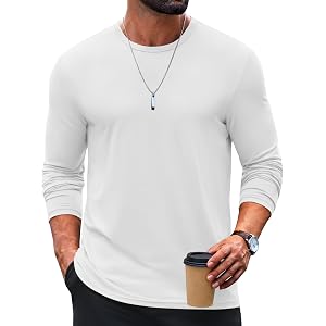 COOFANDY Men's T-Shirt Long Sleeve Crew Neck Casual Soft Basic Tee Shirts
