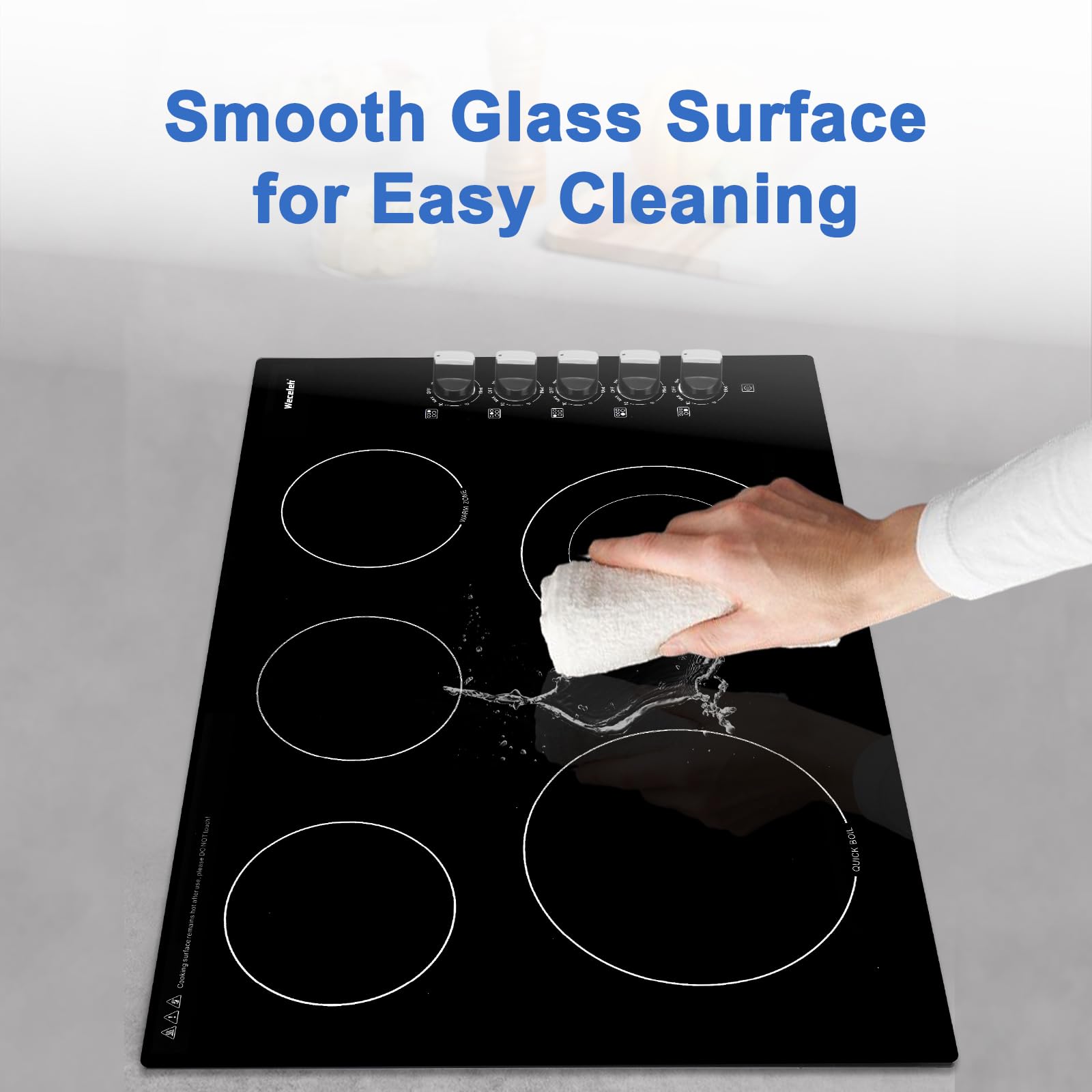 30 Inch Electric Cooktop, 5 Burners Built-in Cooktop, 7300W Knob Control Electric Stove Top with 11 Power Levels, Safety Lock, Dual Ring, Heat Retention Function, Hot Surface Indicator