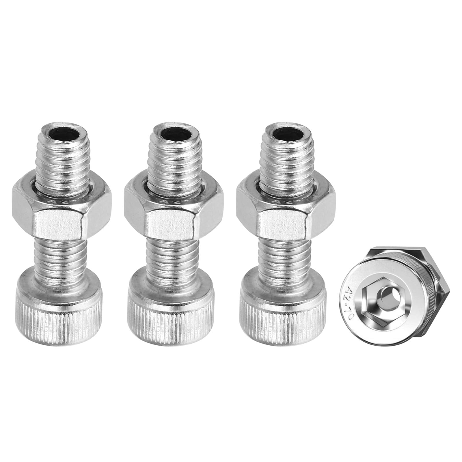 PATIKIL M8x25mm 304 Stainless Steel Hollow Bolt, 4 Set Cylindrical Hexagon Socket Screw Nut Kit Lamp Threading Screws Through Hole Fasteners