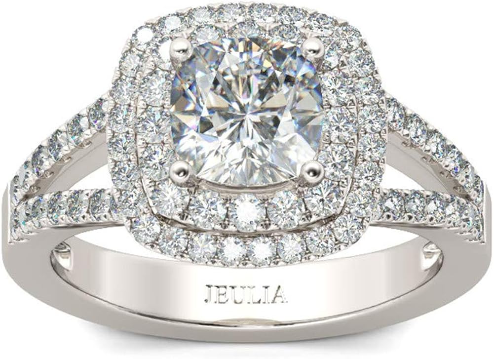 Amazon Com Jeulia Brilliant Diamond Band Rings For Women Halo