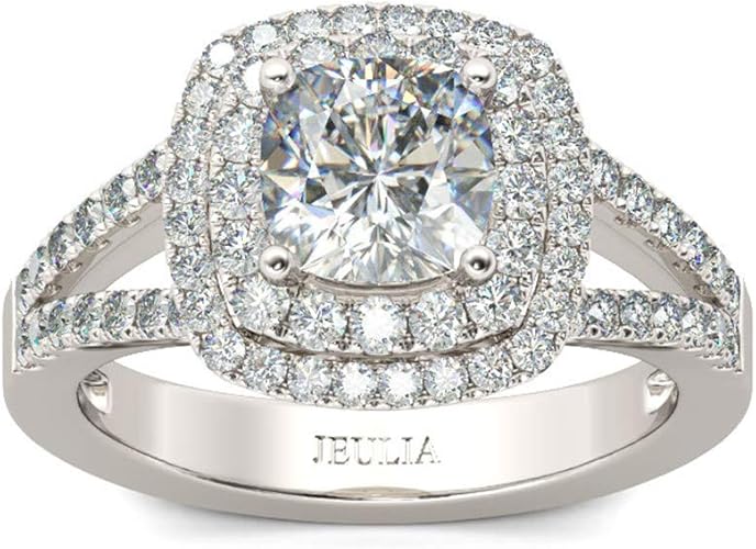 Amazon Com Jeulia Brilliant Diamond Band Rings For Women Halo