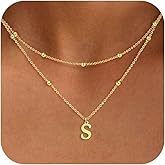 XIXINI Layered Initial Necklaces for Women, Dainty Gold Letter Necklace Stack 14K Gold Plated Layering Gold Initial Necklace Set Simple Cute Personalized Name Necklace Gifts for Teen Women