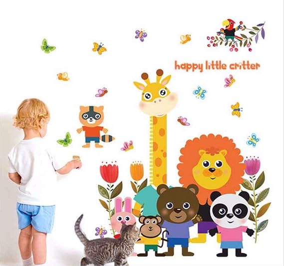 Hanjimingnueva Historieta Animal Jirafa León Pegatinas De Pared