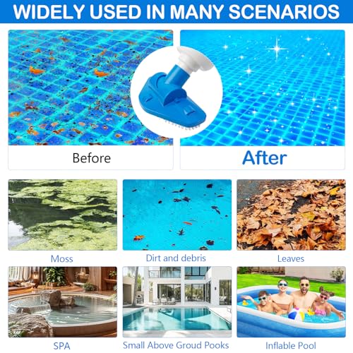 Pool Vacuum Cleaner with Battery, 3 in 1 Portable Pool Vacuum with Telescopic Handle, Wireless Pool Vacuum for Small Pools, Spas, Hot Tubs
