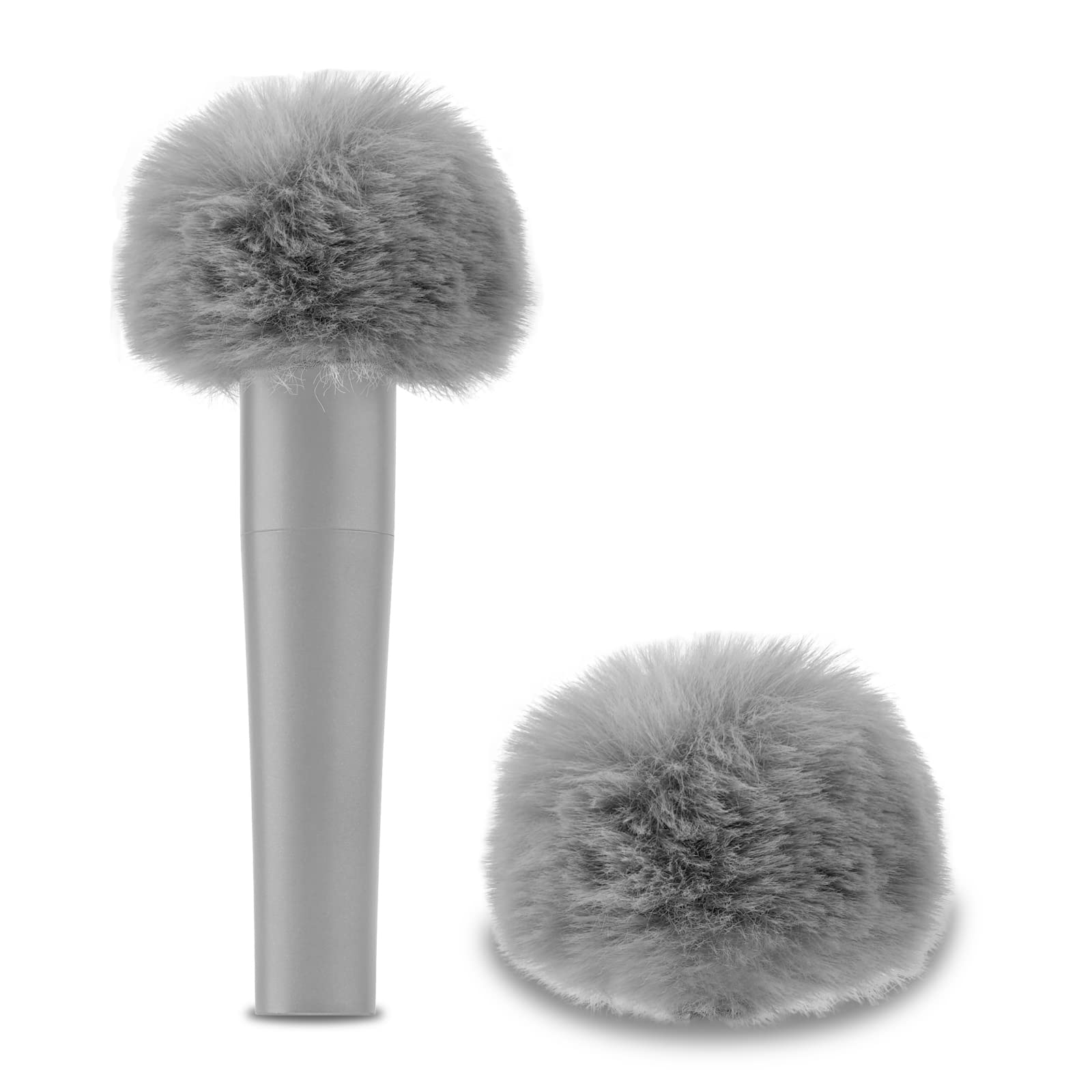 Geekria for Creators Furry Windscreen Compatible with Shure SM57, SM81-LC Mic DeadCat Wind Cover Muff, Fluff Cover Windshield, Wind Noise Reduction (Grey / 2 Pack)