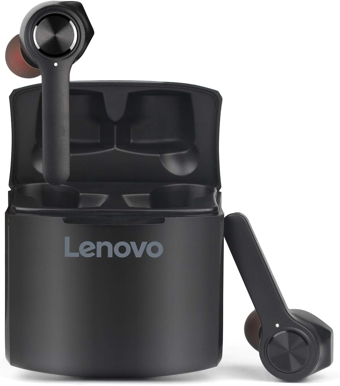 Lenovo HT20 True Wireless Earbuds, Bluetooth 5.0, IPX5 Sweat and Water Resistant, Microphone, In-Ear Earphones, Bass Control, Fast Recharge with Magnetic Charging Case, Black