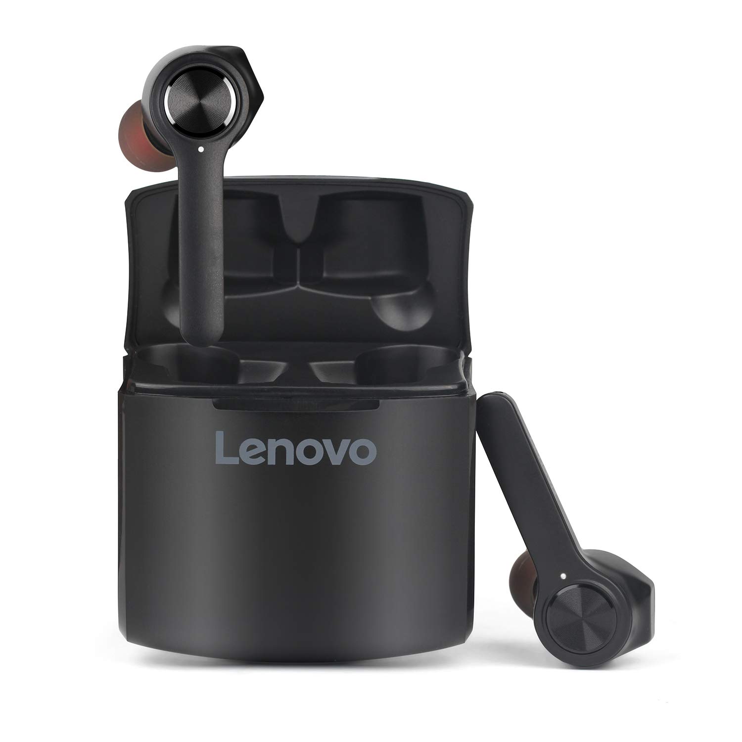 Lenovo Audio HT20 True Wireless Earbuds, Bluetooth 5.0, IPX5 Sweat and Water Resistant, Microphone, In-Ear Earphones, Bass Control, Fast Recharge with Magnetic Charging Case, Black